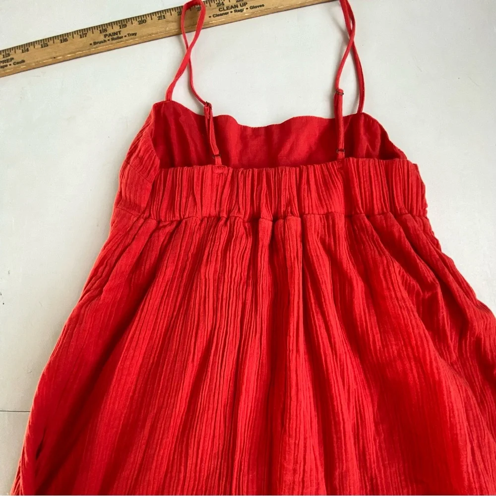 Red Gauze Maxi Dress Boho Cottagecore Sundress Small NWT Summer Abercrombie